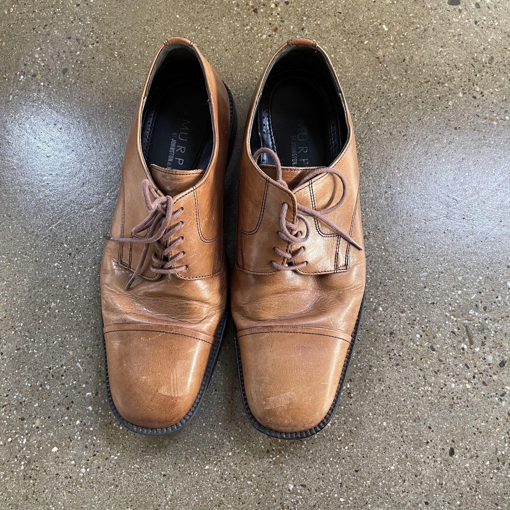 Johnston‎ & Murphy Shoes Mens Size 8.5 M Brown Leather Dress Cap Toe Oxfords